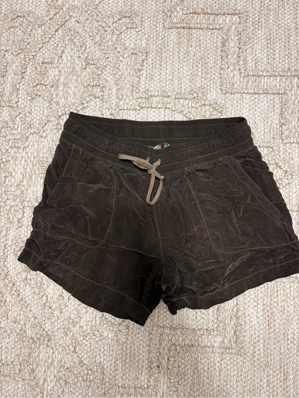 Hard Tail Men's Athletic Shorts - Dark Brown with Tan Drawstring